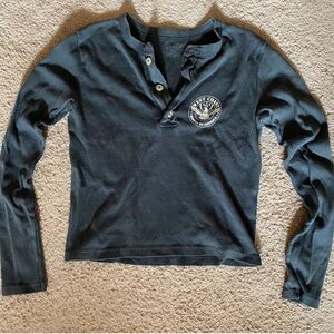 Brandy Melville Navy Long Sleeve Henley Top